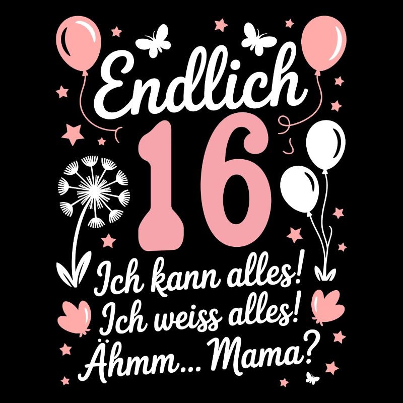 Endlich 16 Geburtstag 16 Jahre Geschenk Mädchen