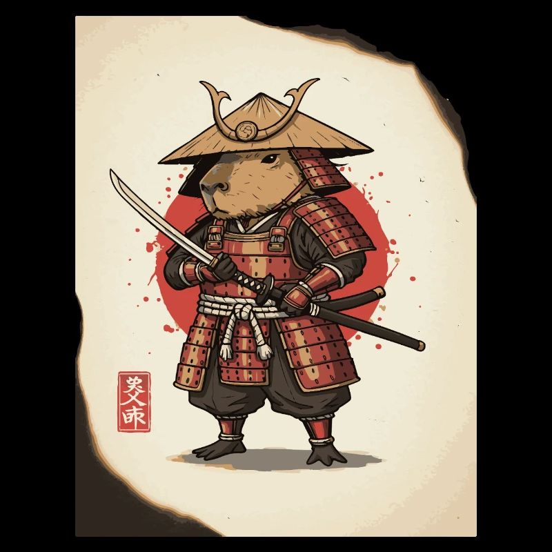 Anthropomorphe Ratten-Samurai in Rüstung
