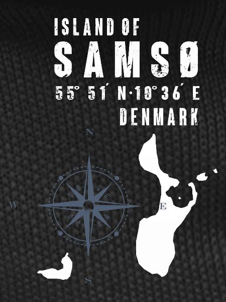 Samsø Samsoe Island Outline Compass