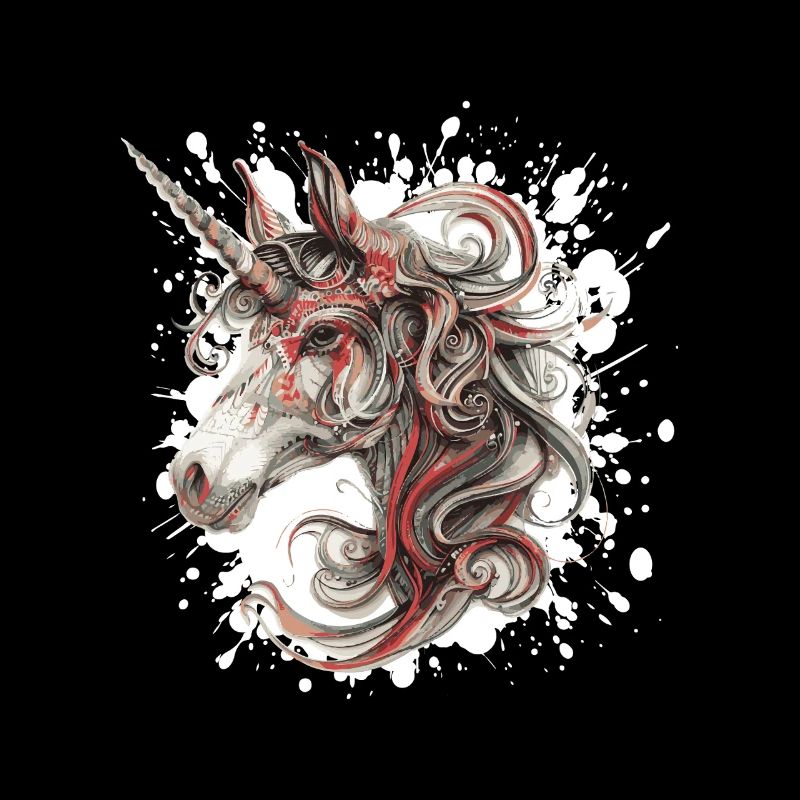 Tête de licorne avec tourbillon de couleur