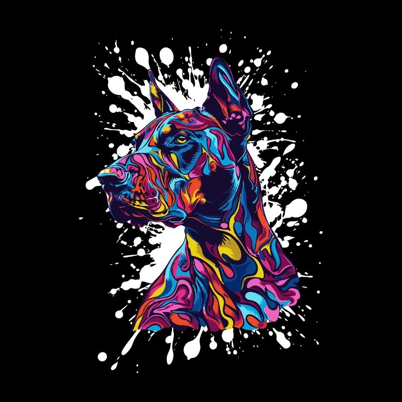 Tête de chien colorée Pop Art