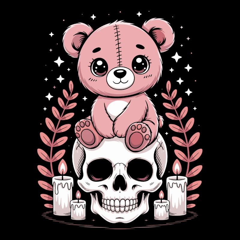 Kawaii Pastel Goth Patched Bear