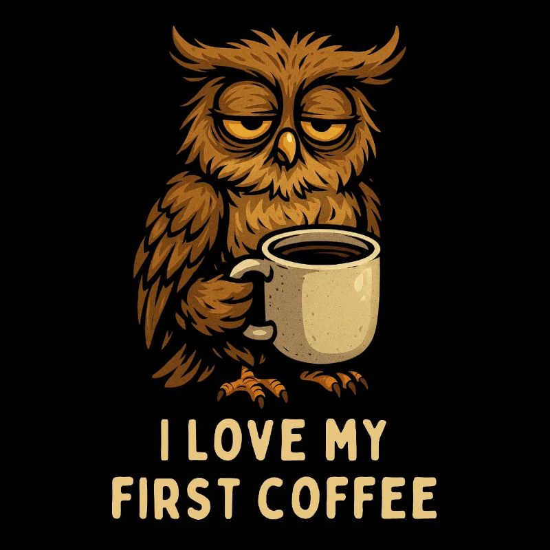 I Love my first Coffee Eule Owl