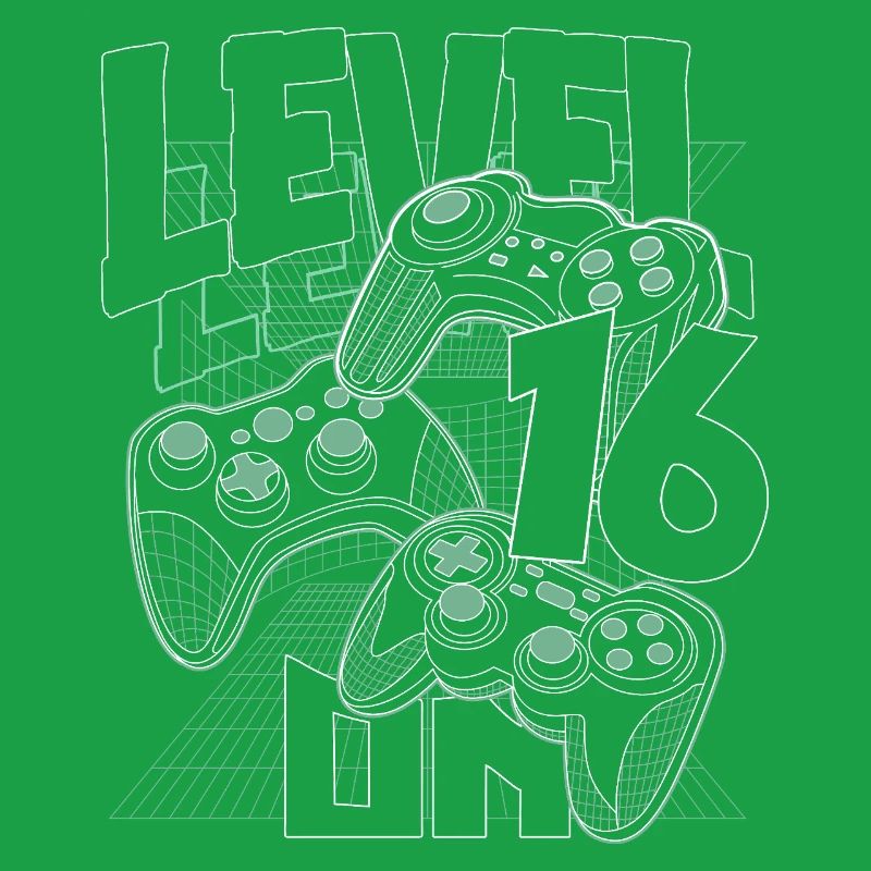 Level Up Retro Controller Graphic 16e anniversaire