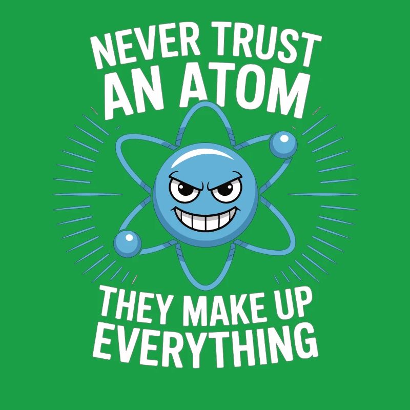 Funny Physics Shirt – Don't Trust an Atom Saying