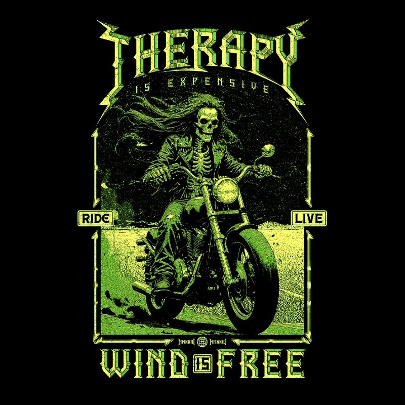 Therapy Is Expensive Wind Is Free Biker Skull