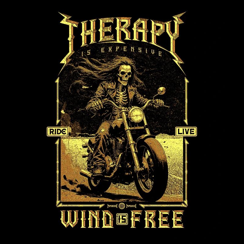 Therapy Is Expensive Wind Is Free Biker Skull