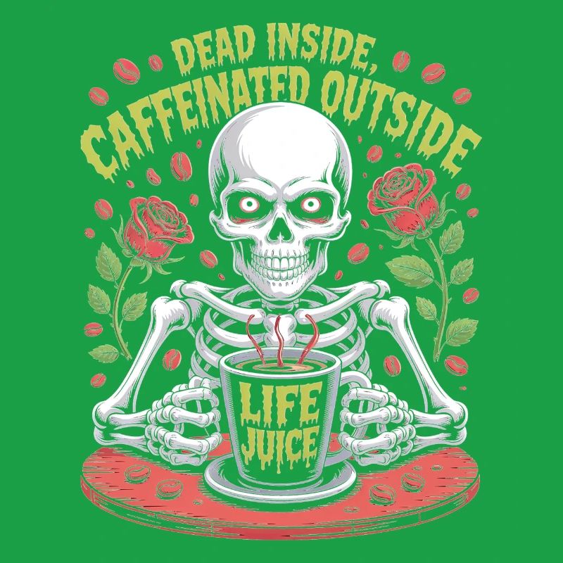 Dead Inside Caffeinated Outside Skeleton Coffee