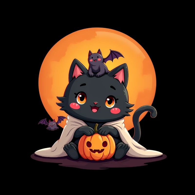 Chat d’Halloween avec citrouille d’Halloween