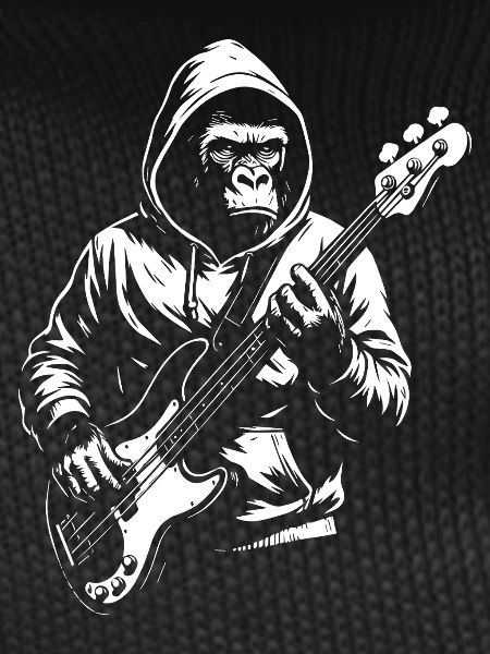 Hooded Monkey Bass Player Silhouette