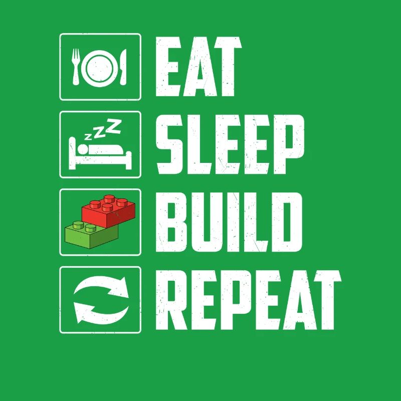 Manger dormir construire Répéter le bloc de construction de briques 