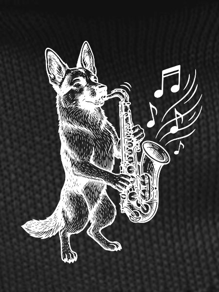 German Shepherd Saxophone Art Dog