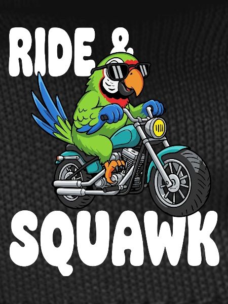 Raging parrot on motorcycle