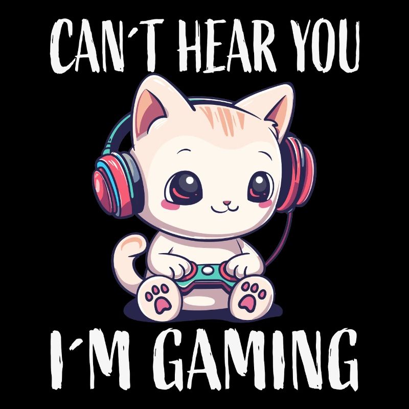 Cat Gaming While Gaming