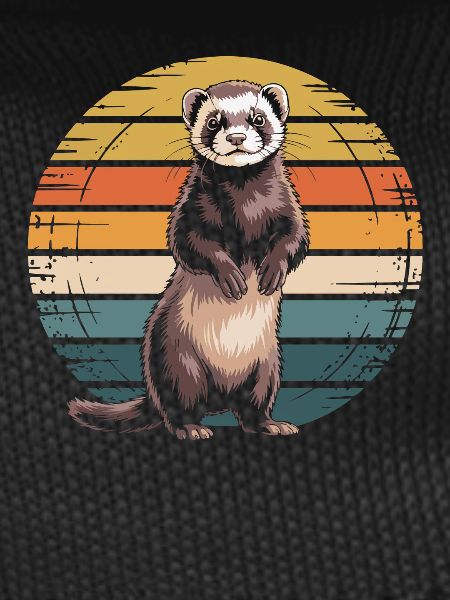 Retro pattern ferret in sunset