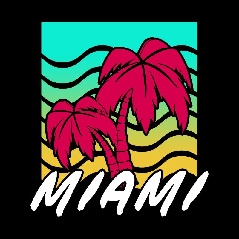 Miami Palm Trees Neon Gradient
