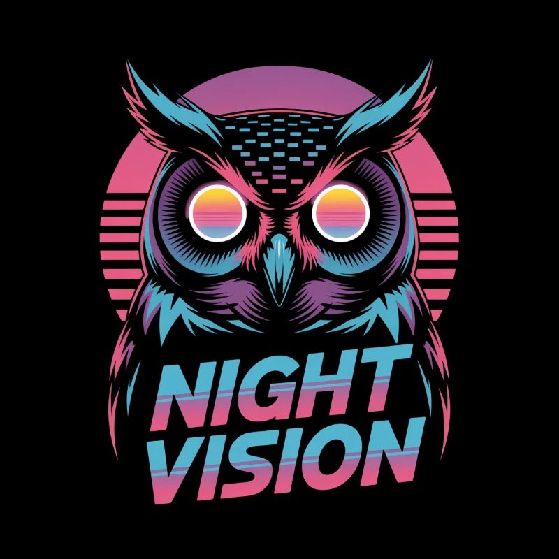 Night Vision Eule Retro Synthwave Nacht