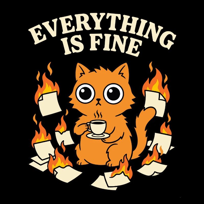 Everything Is Fine Kaffee Katze Chaos Lustig