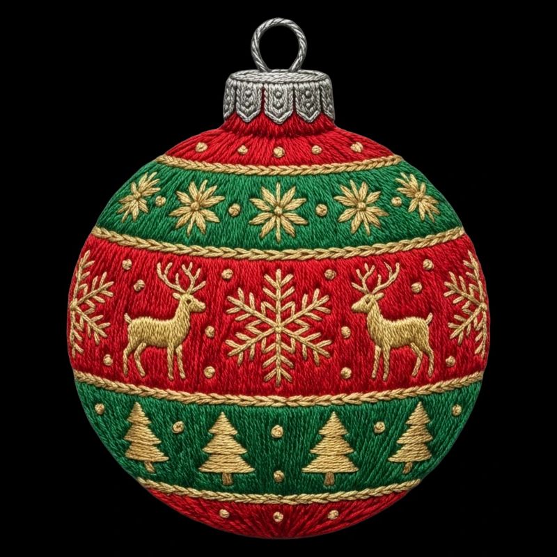 Bestickte Weihnachtskugel – minimalistischer Schmuck