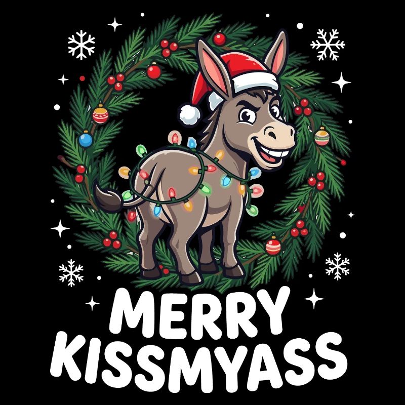 Joyeux bisouMon cul Âne pyjama Sarcastique de Noël