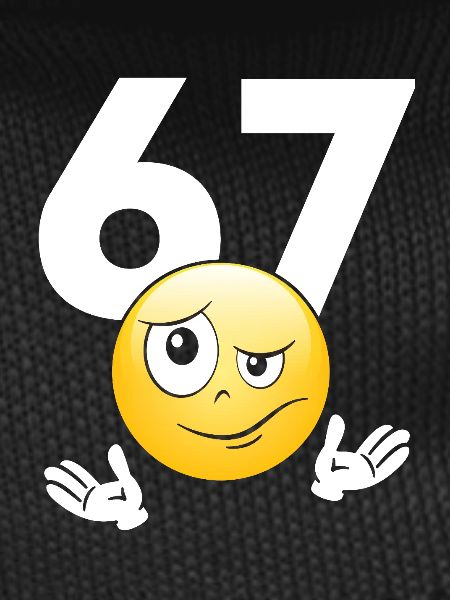 Numer 67 z emotikonem