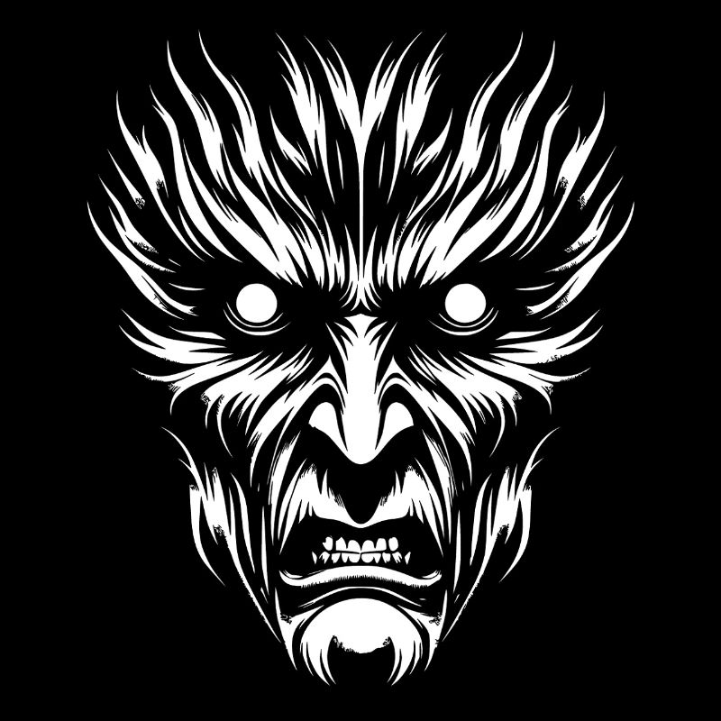 Moon Wolf Face