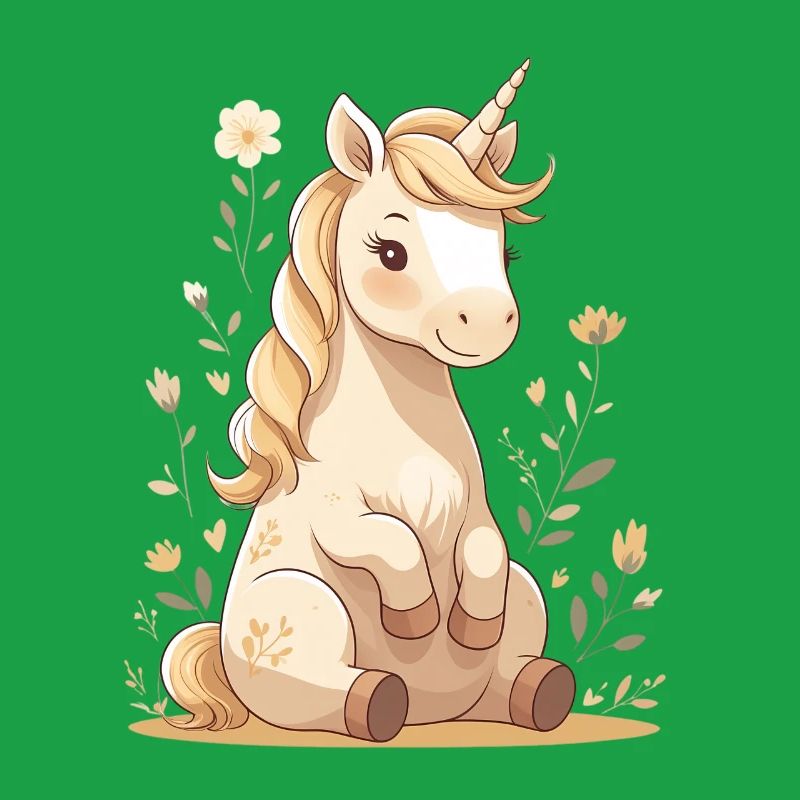 Licorne délicate dans la forêt de fleurs