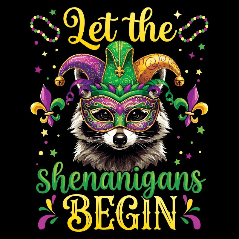 Shenanigans Funny Raccoon Mardi Gras