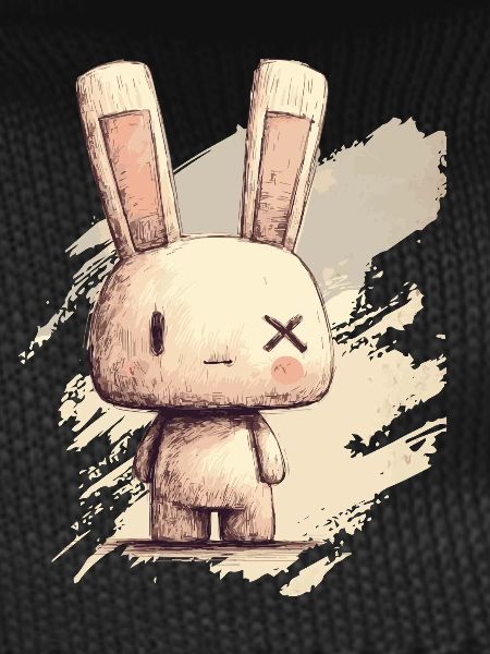 Cute rabbit with X-eyes