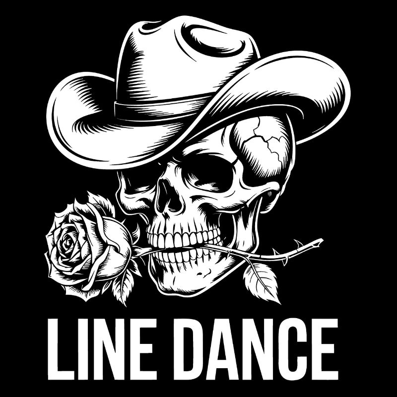 Skeleton with cowboy hat and rose