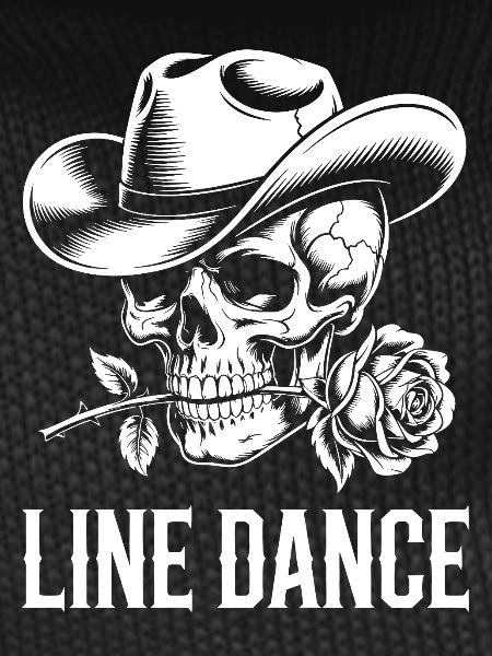 Line Dance Skull with Rose