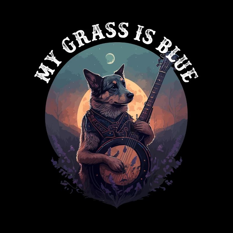 Banjo Playing Dog My Grass Is Blue