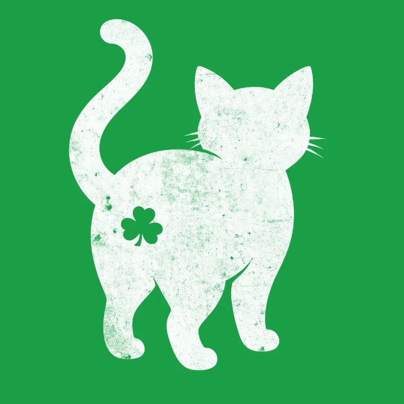 Silhouette de chat avec trèfle