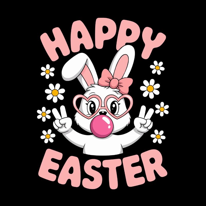 Happy Easter Cute Easter Bunny with Glasses