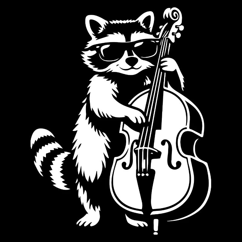Raton laveur jouant de la contrebasse dans un groupe de jazz