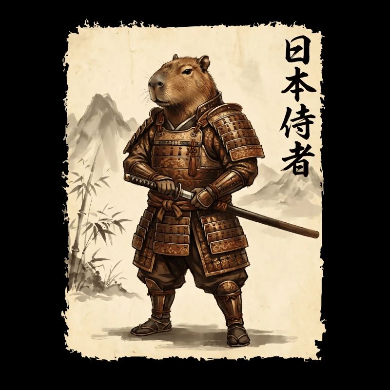 Samurai, Capybara, Japanese Art, Anime