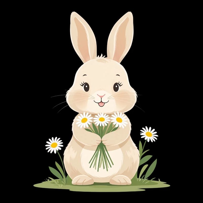 Delicate bunny with daisies