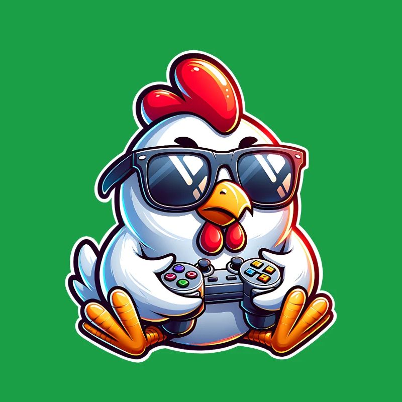 Gamer Huhn mit Controller