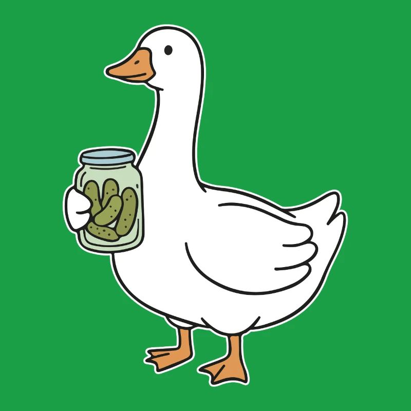 Ente mit Einmachglas Gurken