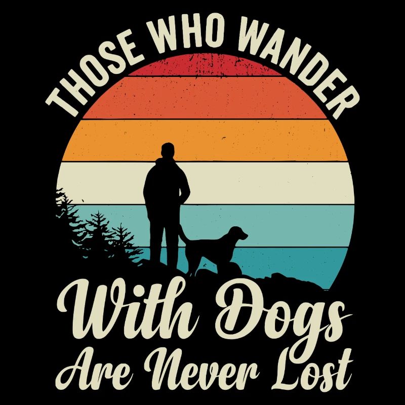 Those Who Wander With Dogs Retro Sunset