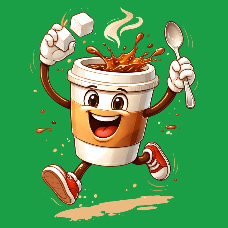 Illustration drôle de comic de tasse à café