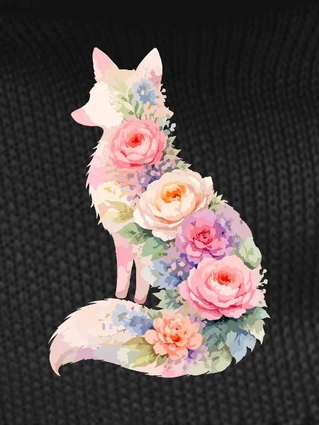 Fox Pastel Floral Silhouette