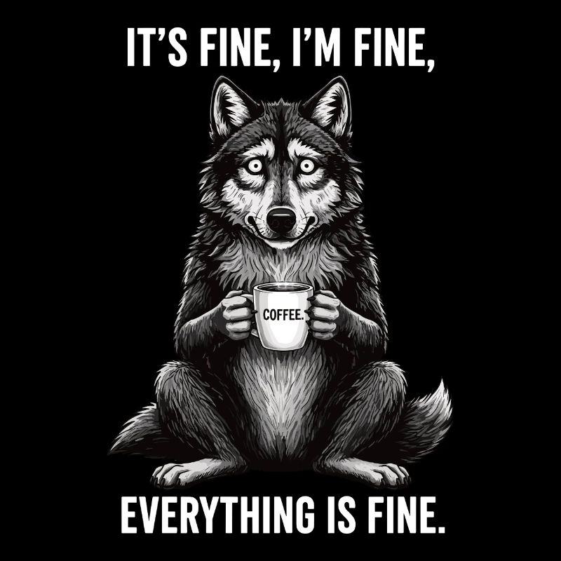 Its Fine Im Fine Kaffee Wolf Humor