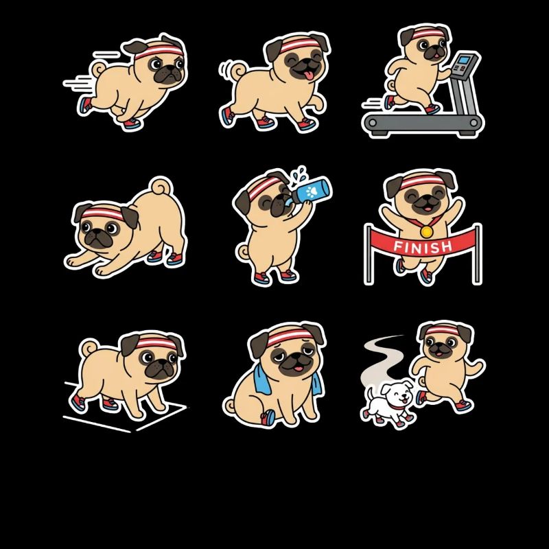Funny Pug Jogging Marathon Runner