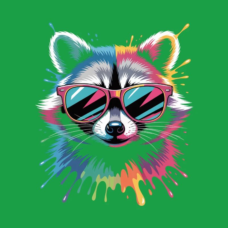 Bunter Waschbär Wasserfarben Spritzer Graffiti