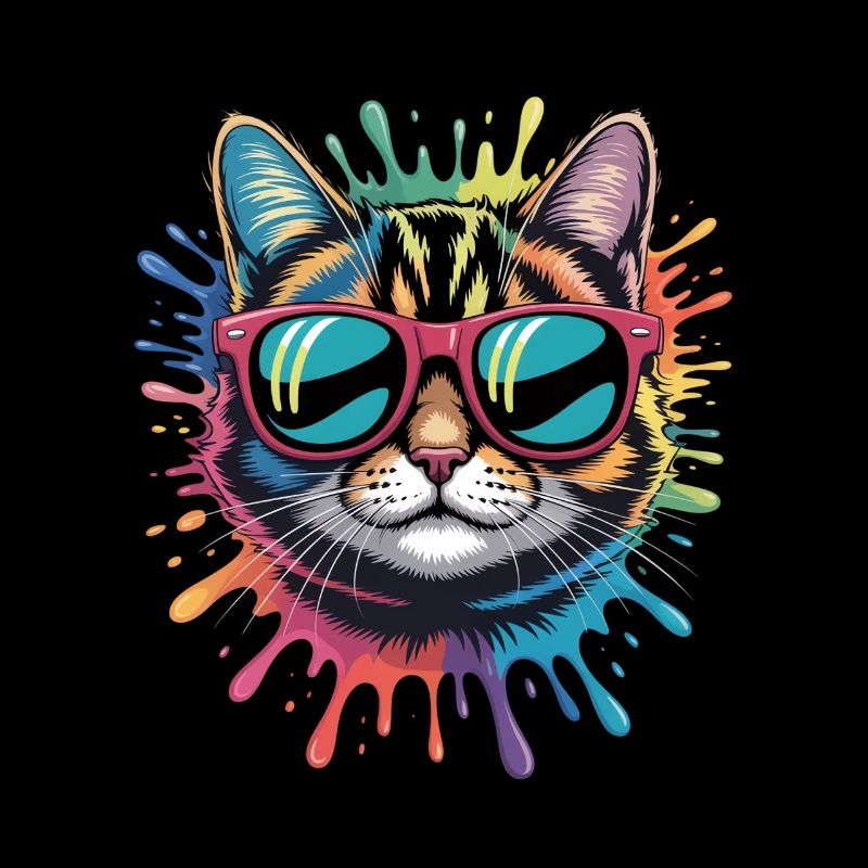Bunte Katze Wasserfarben Spritzer Graffiti