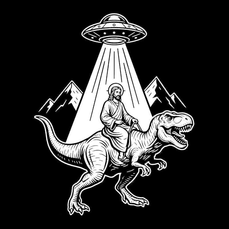 Dino in UFO light beam