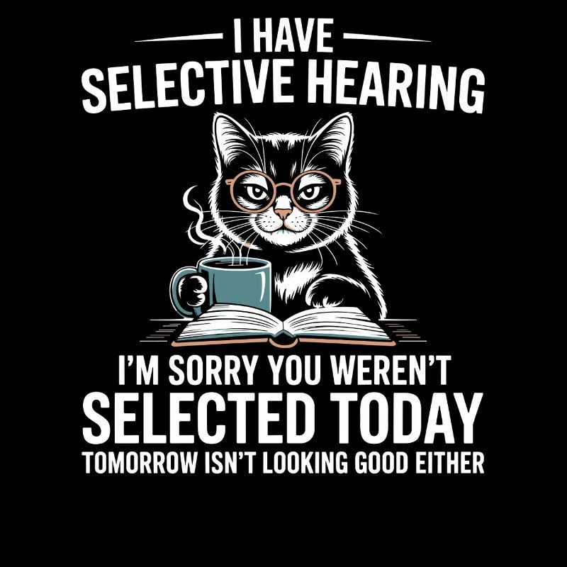 Cat reader with humor: Selective hearing
