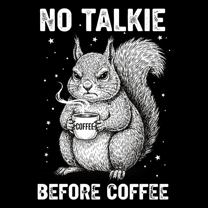 No conversation in front of coffee lover squirrel