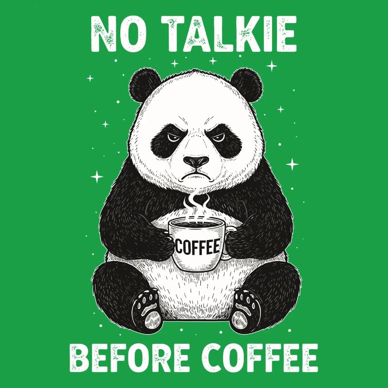 Pas de conversation devant un panda amateur de café